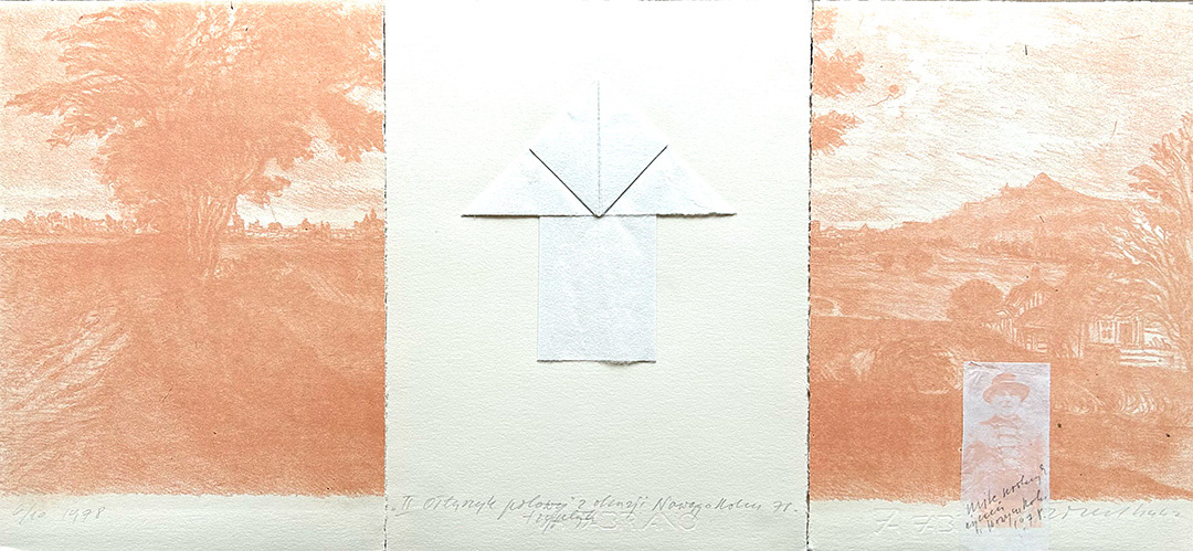 Włodzimierz KUNZ, “II Oltarzyk-Polowy", 1978, Lithography 6/10, Collage, Tryptyk - 3 x 32 x 23 cm