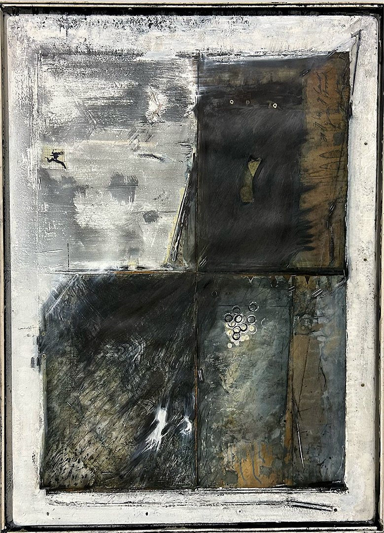 Ulrich Gehret, « Waiting », Mixed Media on Paper and Wood, 2007, Dimensions : 97 x 71 cm