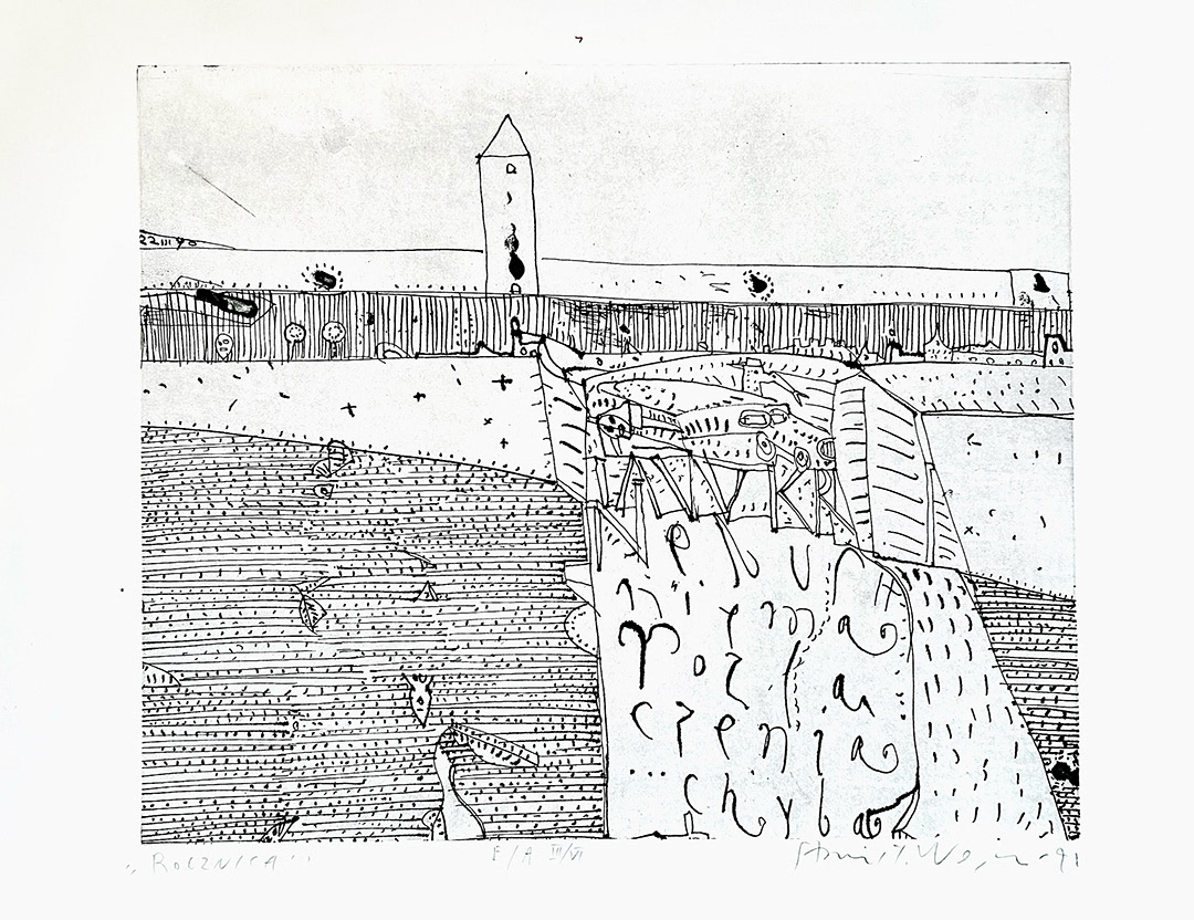 Stanisław Wejman, "Rocznica", etching E.A III/VI, 1991, 57 x 76 cm