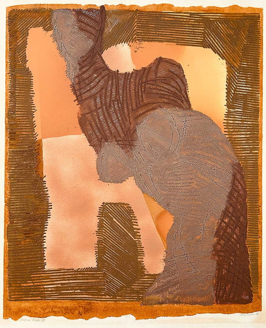Halina Chrostowska, "Figura Zlota VIII", 1978, Own Graphical Technique, 1/1, 72 x 58,5 cm