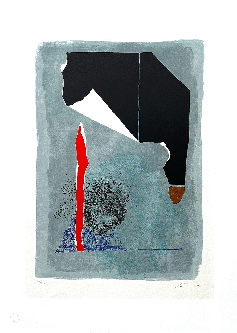 Giuseppe "Bepi" SANTOMASO, "IL ROSSO MENACCIA IL NERO", 1986, 70 x 50 cm, Lithography on paper