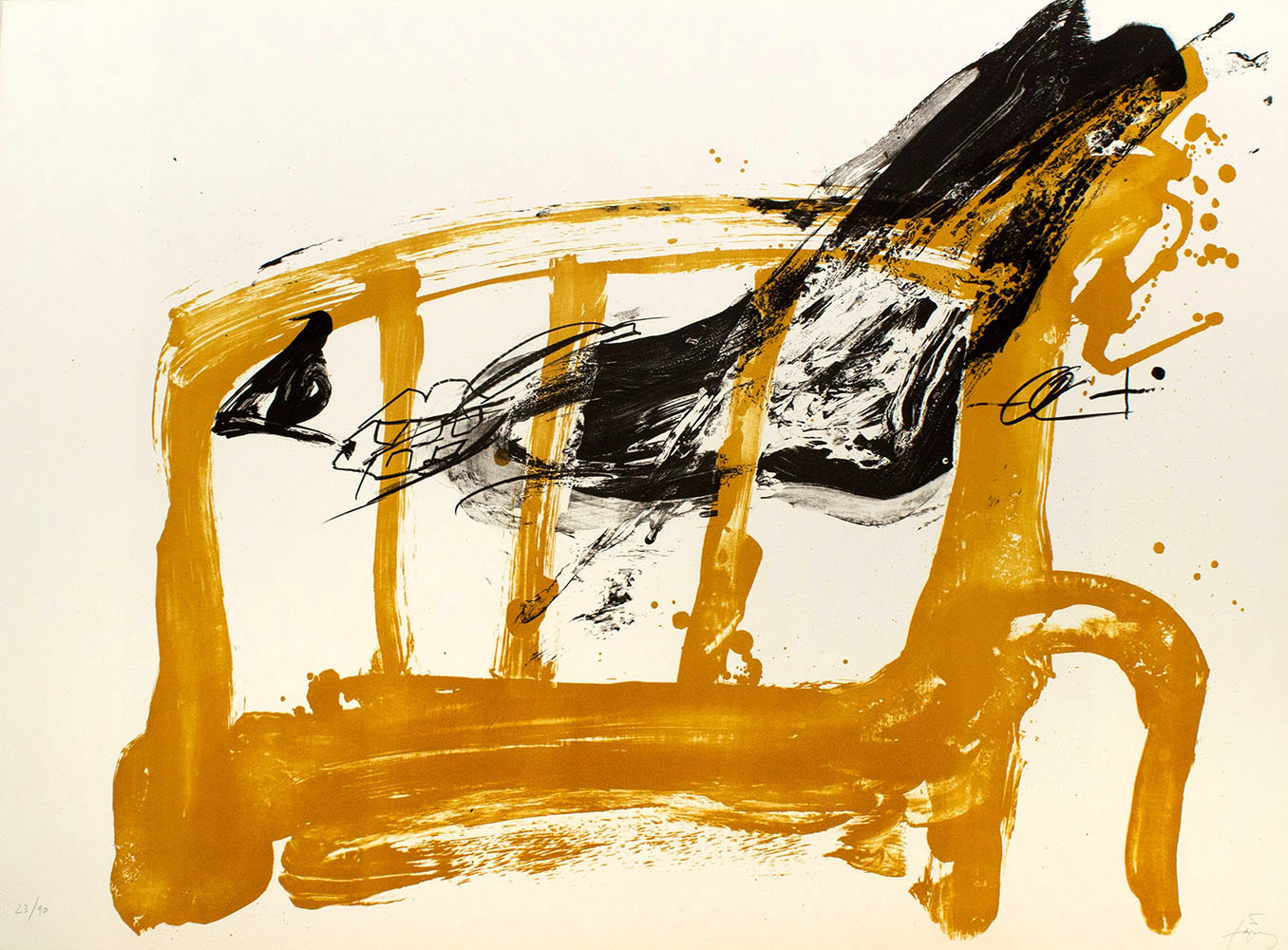 "CHAUSSURE SUR CHAISE", ANTONI TÀPIES, Technique: Lithography on paper, 104 cm x 75 cm