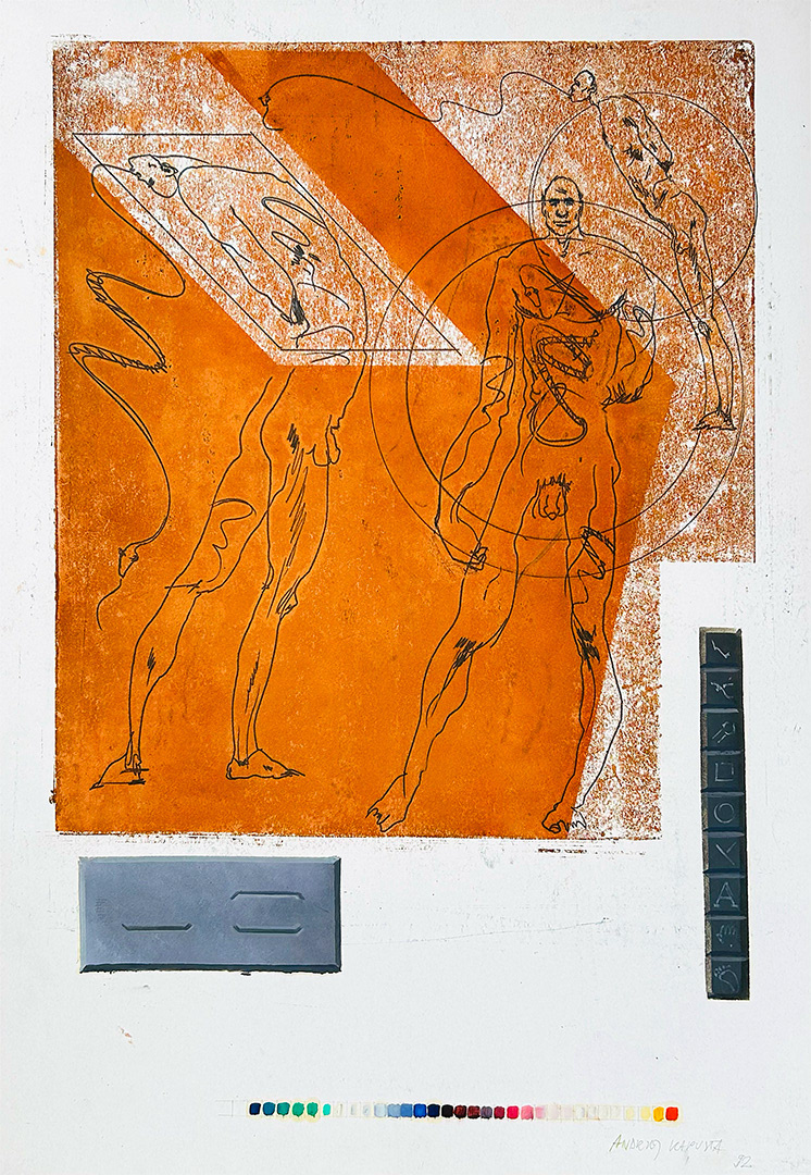 Andrzej Kapusta, "Machismo", 1992, Linocut, Unikat, 100 x 70 cm