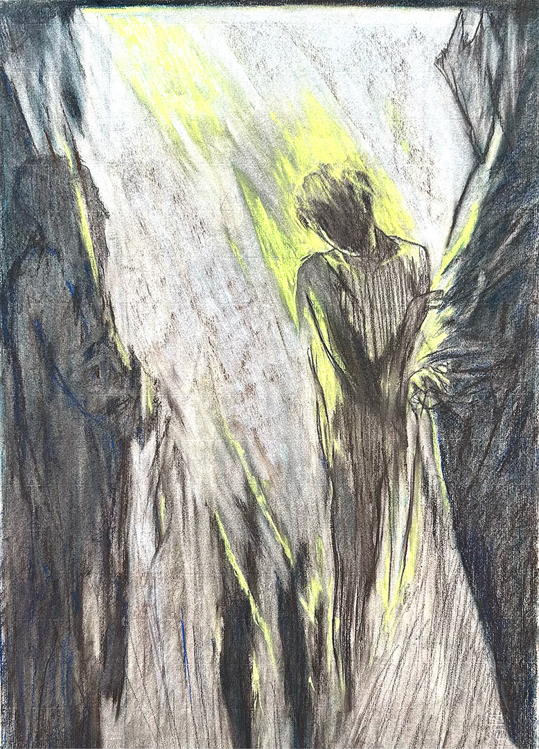 Jacek Waltos, "Samuel i Glos A", 1986, Pastel, Chalk, 48 x 32,5 cm