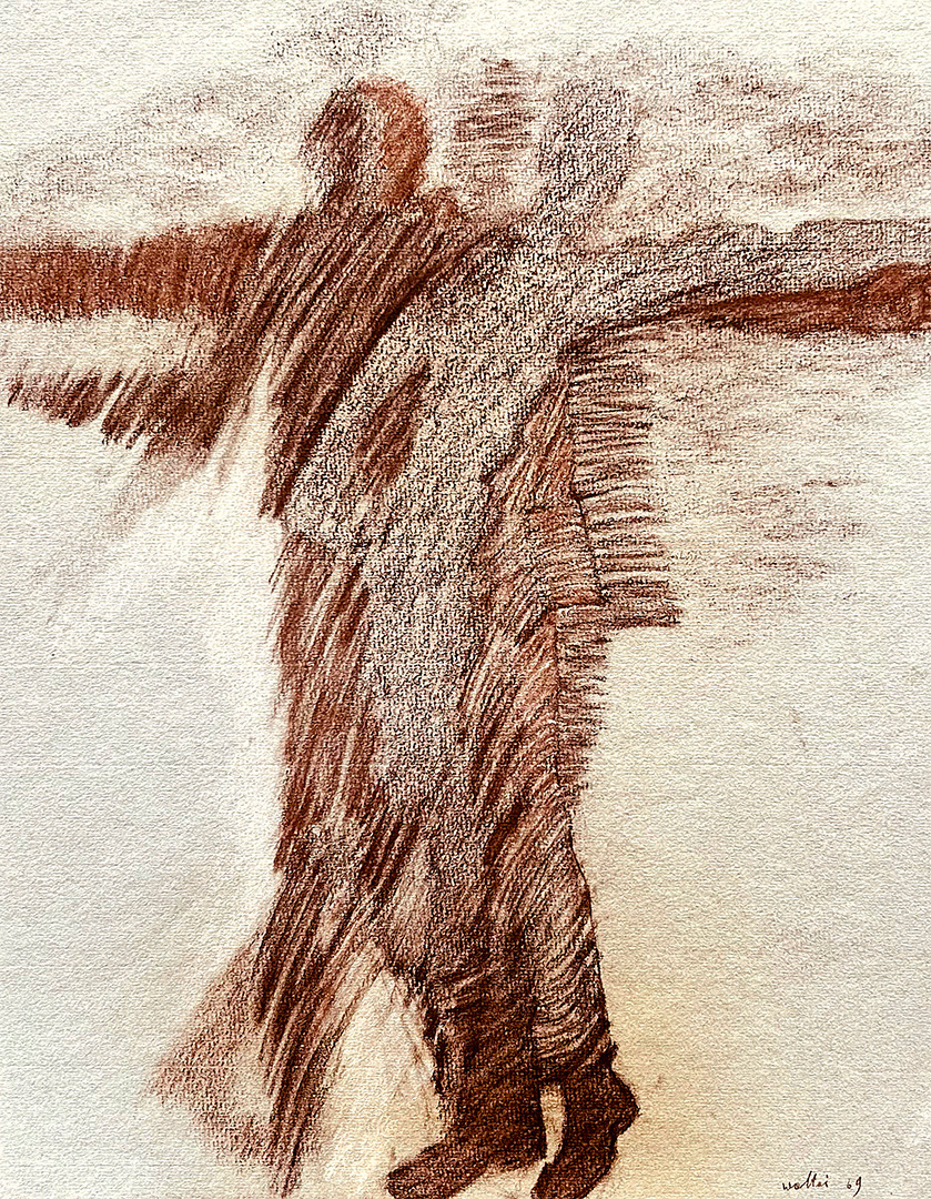 Jacek Waltos, "Mijamy sie IX-67", 1967, Pastel, Chalk, 30 x 23,5 cm