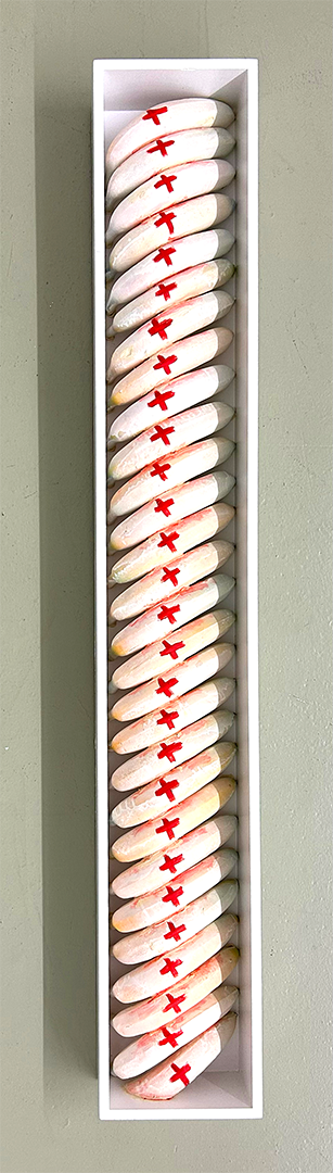 "Sanitary Column", Acrylic Paint, wood, plastic, 2015, 130 x 20 x 10 cm