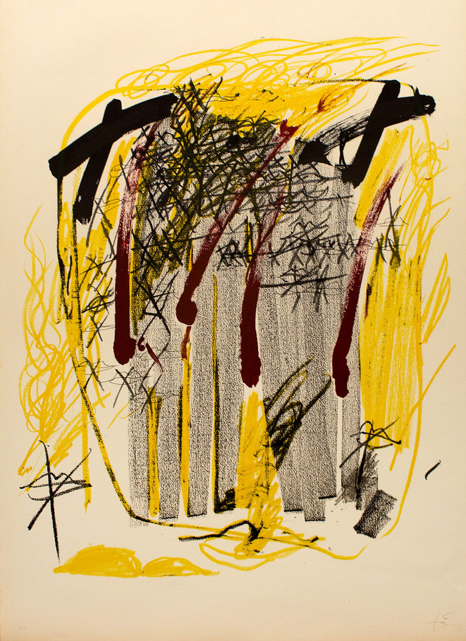 "QUATRE BARRES", ANTONI TÀPIES, Technique: Lithography on paper, 65 cm x 90 cm