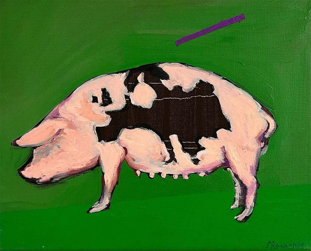 Jacek SROKA, "European Pig" 2008, Oil on Canvas, 27 x 33cm