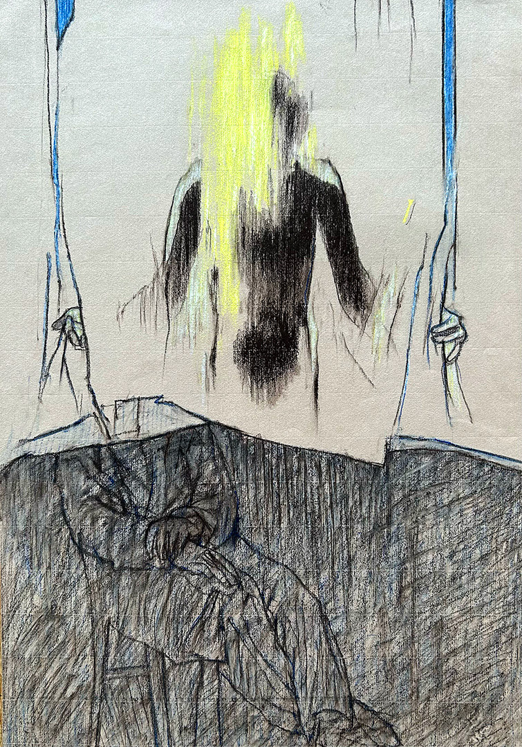 Jacek Waltos, "Samuel i Glos B", 1986, Pastel, Chalk, 48 x 32,5 cm