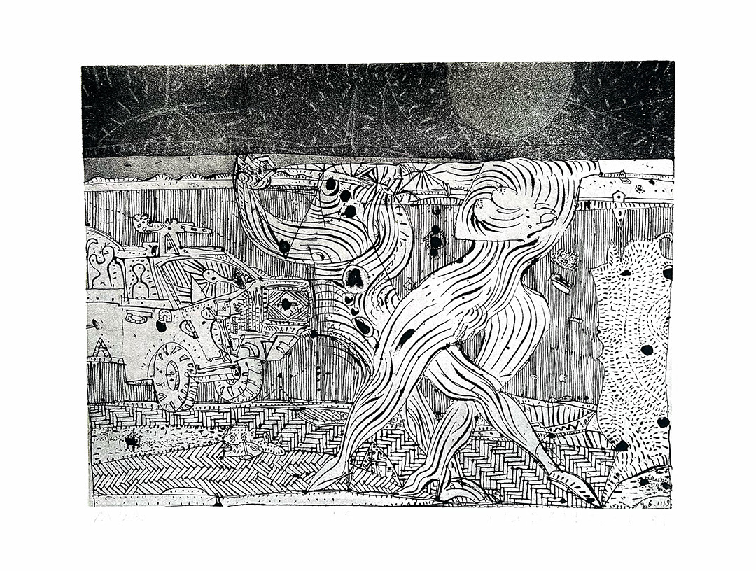 Stanisław Wejman, "Mur", etching E.A, 1991, 57 x 76 cm