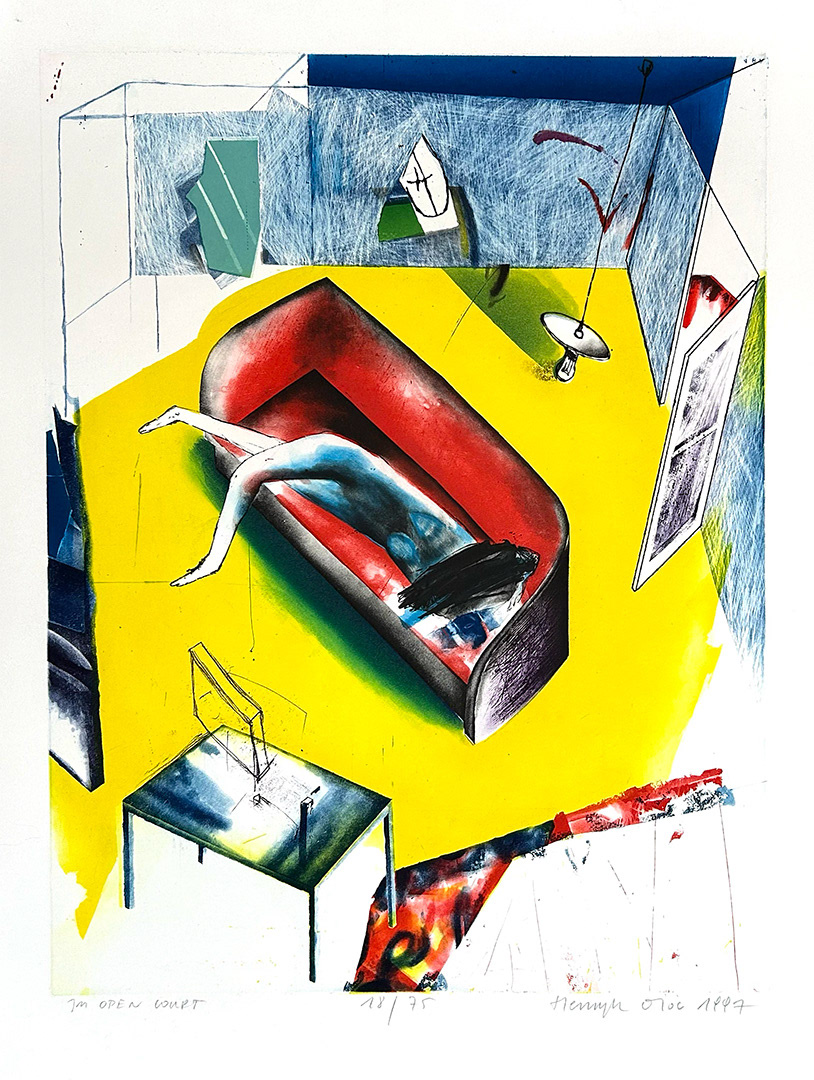 Henryk Ożóg, "In open Court", 1997, Etching 18/75, 76 x 57 cm