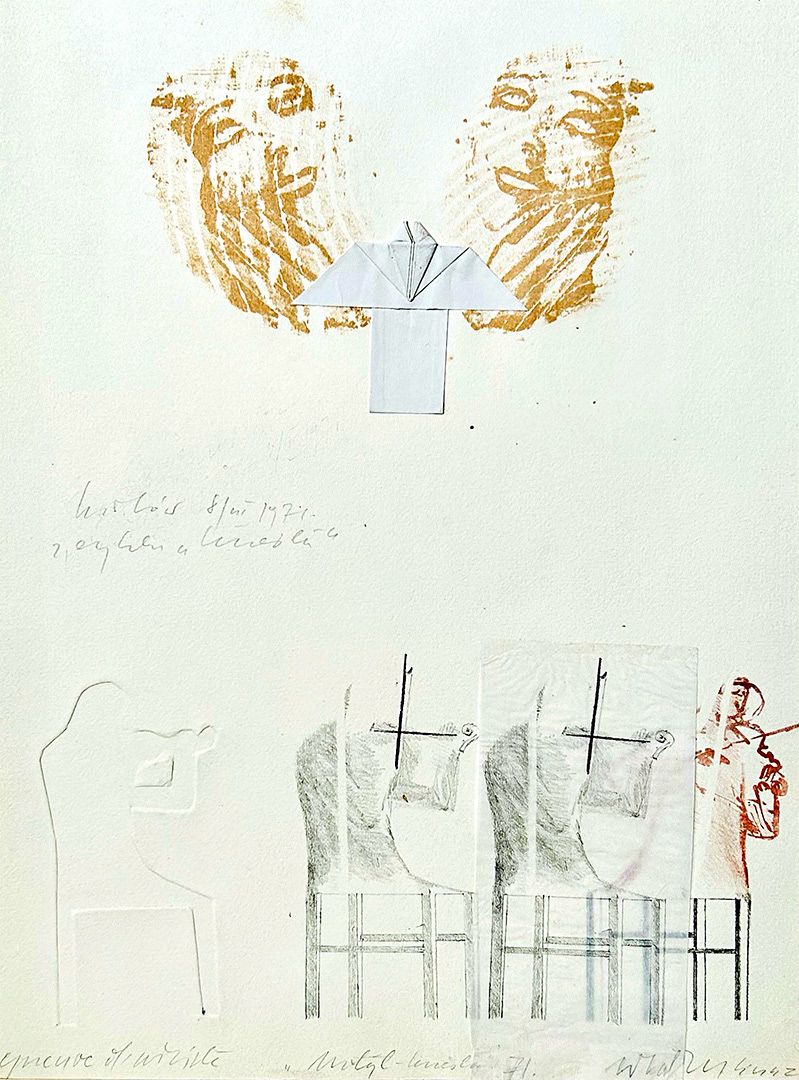 Włodzimierz KUNZ, “Motyl-Krzesla-1971-lithography-Collage-E.A-54x38