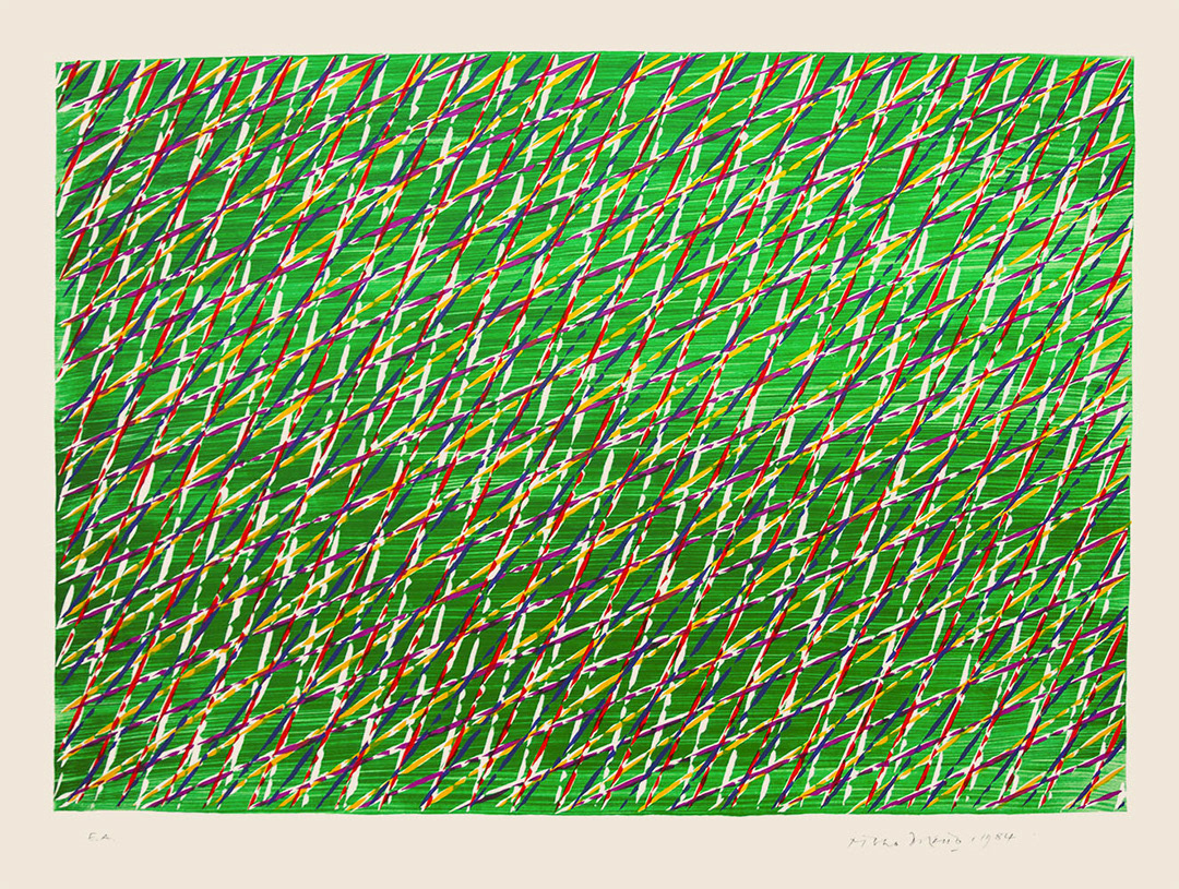 Piero Dorazio, "NEL VERDE", Lithography on paper, 74 x 55 cm