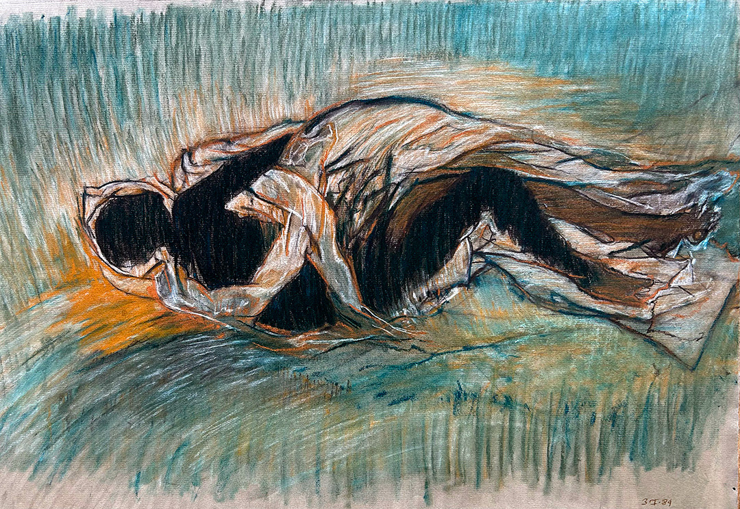 Jacek Waltos, "Placz Milosiemego samarytania V", 1984, Pastel, Chalk, 32 x 47,5 cm