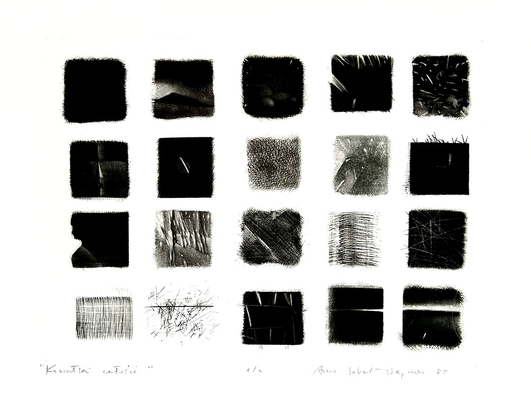 Anna Sobol-Wejman, "Kaw alki całości", 1985, etching E.A, 57 x 76 cm