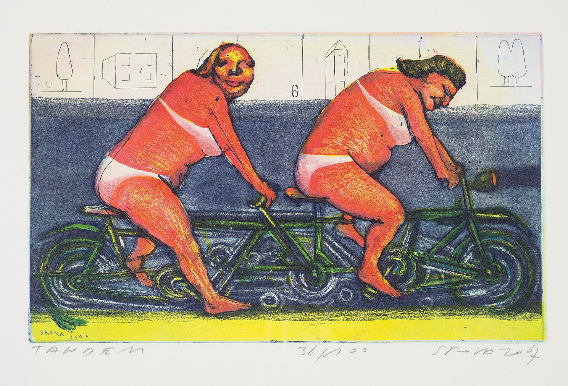 Jacek SROKA, "Tandem", 2007, Etching 31/100, 50x70cm