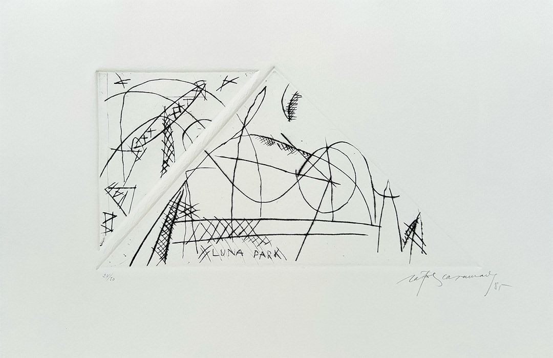Albert Ràfols-Casamada, "Luna Park 1", 1985, 38 x 56 cm, Technique: Dry Point etching