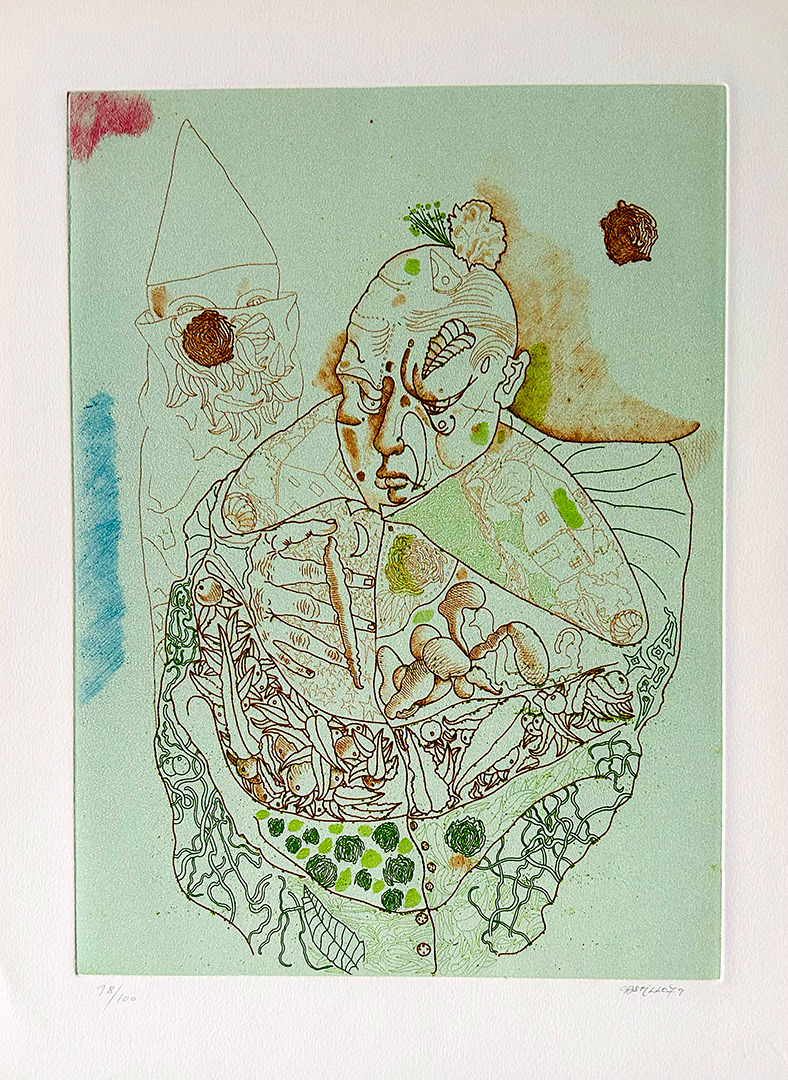 Jorge Castillo, "Viejo clown (El circo)", 1979, Etching 98/100, 48 x 36 cm