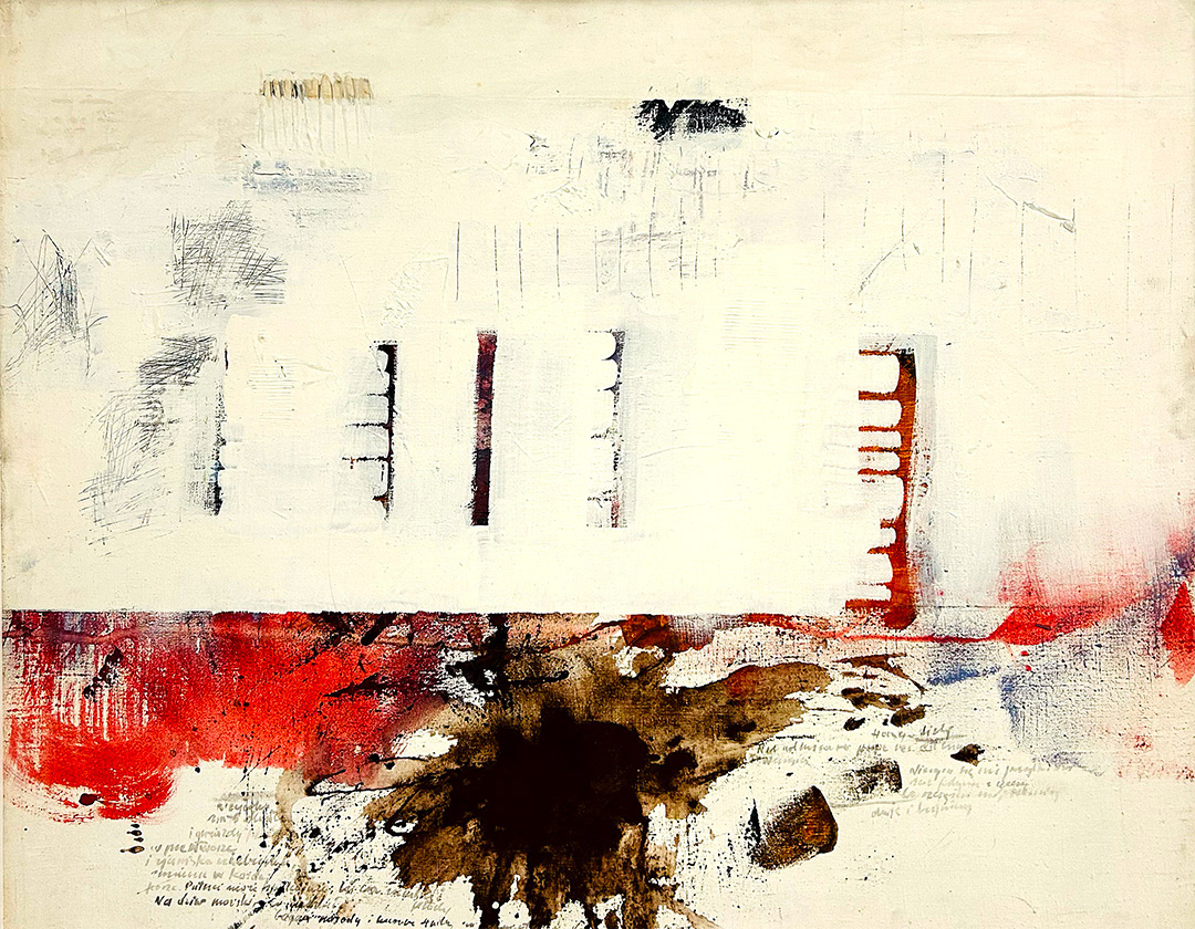 Włodzimierz KUNZ, “Krakow-82x101cm-1967-mixed-media-canvas