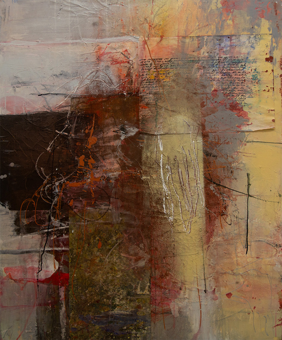 Víctor Ramírez, "La Carta", 2019-20, Mixed Media on canvas, 100 x 90 cm