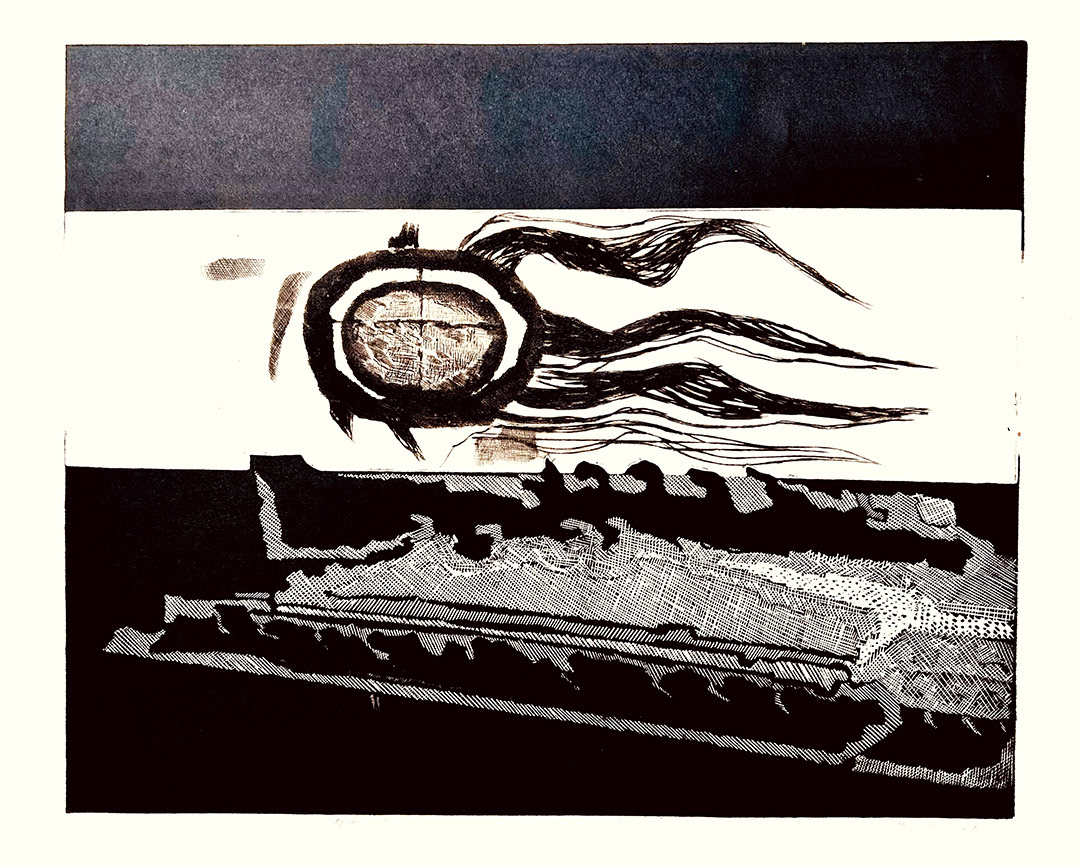 Halina Chrostowska, "Wschod ziemi II", 1969, Etching, E.A, 58 x 71 cm