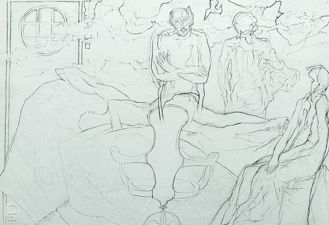 Jacek Waltos, "Dr. Freud bada dusze ludzka", 1981, Drawing, 35 x 50 cm