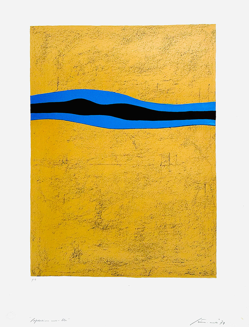 Giuseppe "Bepi" SANTOMASO, “Separazione nero-blue”, 1971 Lithography P.A, 76x56cm (55x40cm)