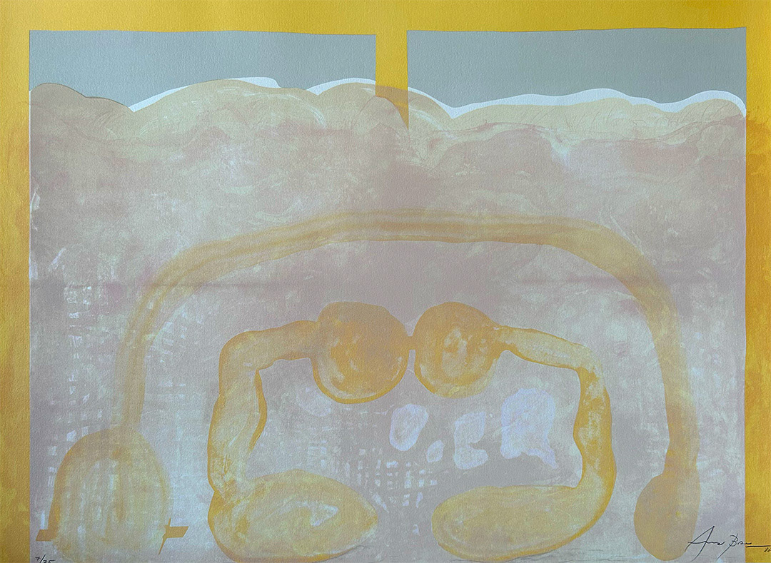 Eduardo Arranz-Bravo, "Casa amarilla", Lithography 7/75, 56 x 76 cm, 1988
