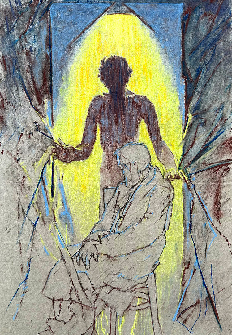 Jacek Waltos, "Samuel i Glos C", 1986-, Pastel, Chalk, 48 x 32,5 cm