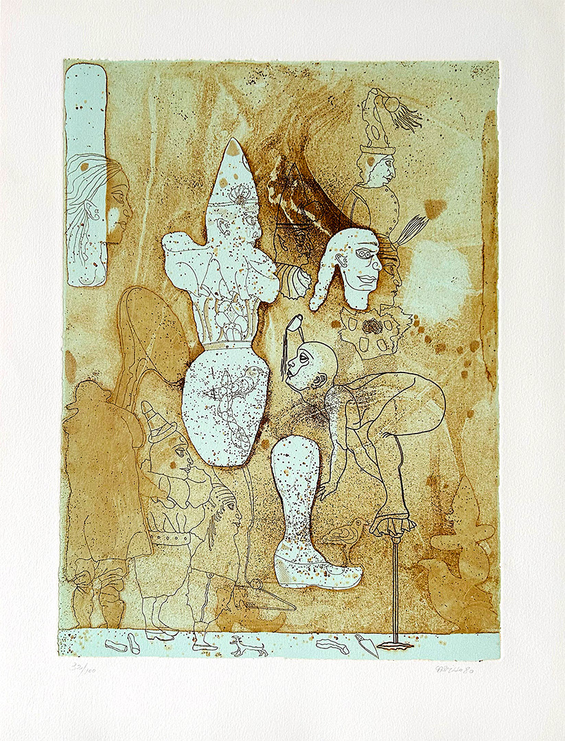 Jorge Castillo, "Gran Clown con traje decorado (El Circo)", 1980, Etching 32/100, 48 x 36 cm