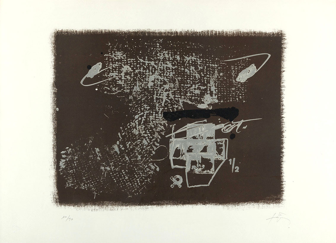 "GRIS ARGENTIN", ANTONI TÀPIES, Technique: Lithography on paper, mixed media, 74 cm x 64 cm