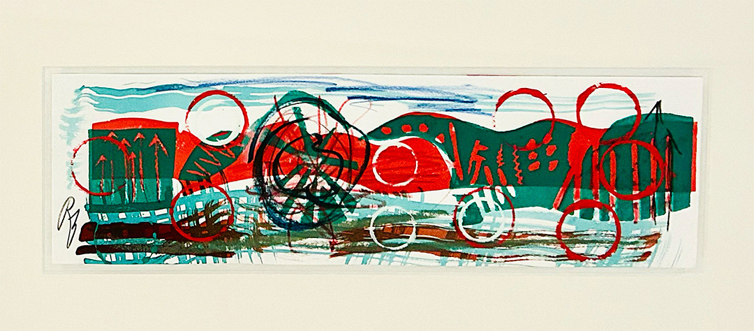 Reinhold Braun, "Die Mauer", Mixed Media on paper, 1986, 45 x 13,5 cm
