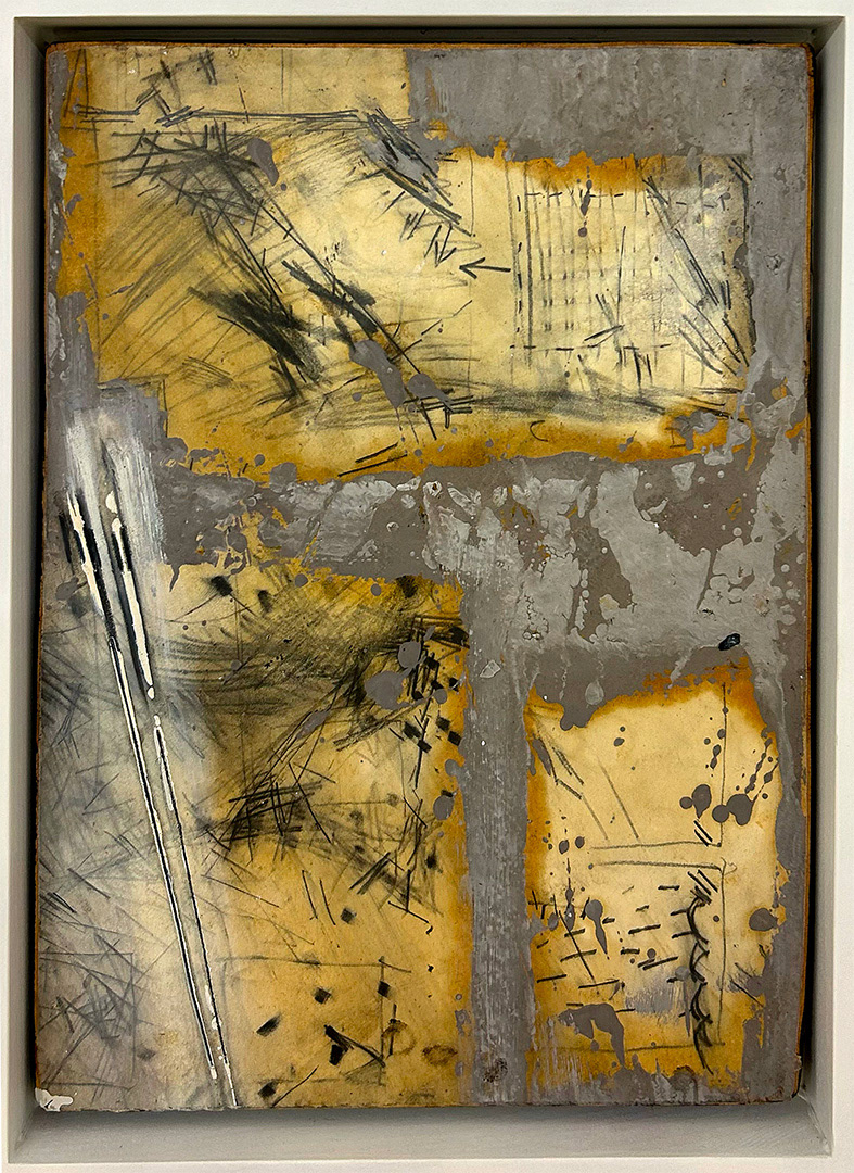 Ulrich Gehret, « Visuelle Notiz - 41-99 », Mixed Media on Paper and Wood, 1999, Dimensions : 44 x 31 cm