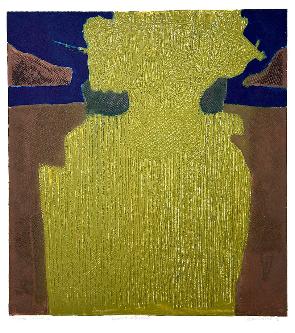 Halina Chrostowska, "Figura Zielona IV", 1972, Own Graphical Technique, E.A, 66,5 x 56 cm