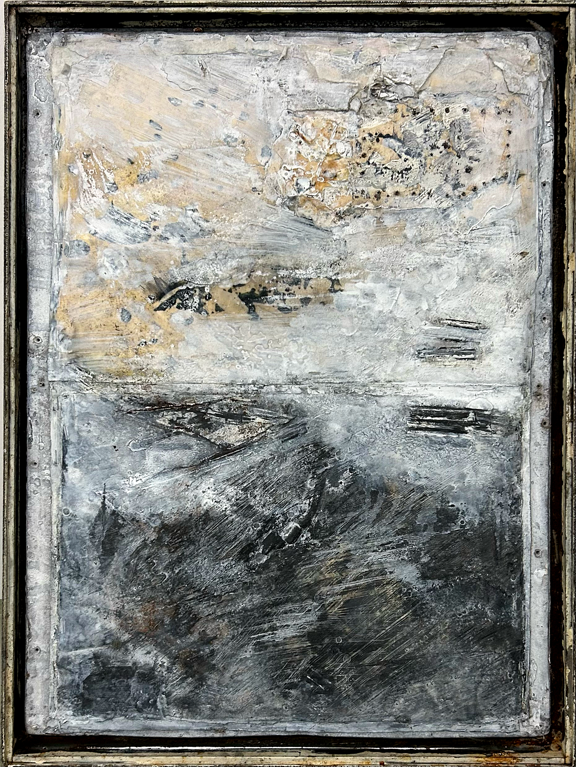 Ulrich Gehret, « Cachalote », Mixed Media on Wood with Paraffine, 2019, 70 x 52 cm