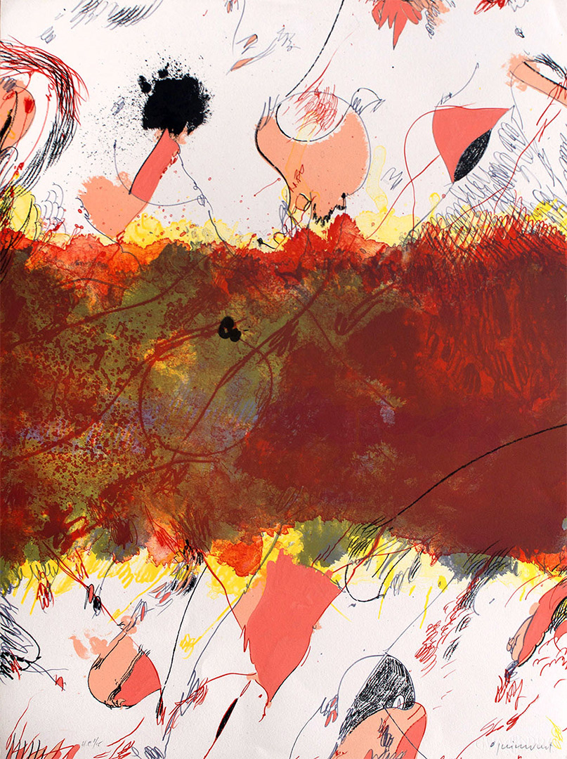 JOSEP GUINOVART I BERTRAN, “ENTRE DUES ROSES", Technique: Lithography on Paper, 76 x 56 cm