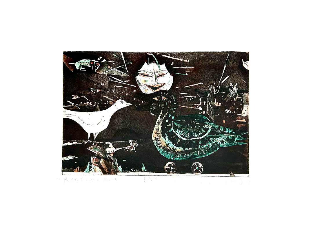 Stanisław Wejman, "Rent-a-duck", etching 8/50, 1986, 50 x 70 cm