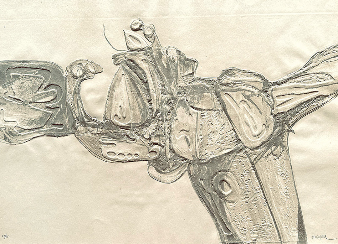 Enric Cormenzana, "Personatges V", 56 cm x 76 cm, 1979, embossed printing on paper