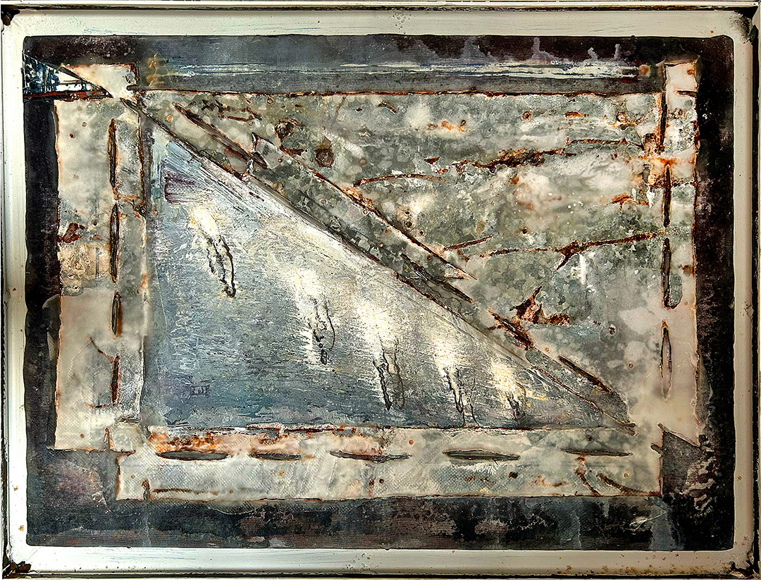 Ulrich Gehret, « Visuelle Notiz - Atalay, 2009 », Mixed Media on Wood, 2009, Dimensions : 46 x 60 cm