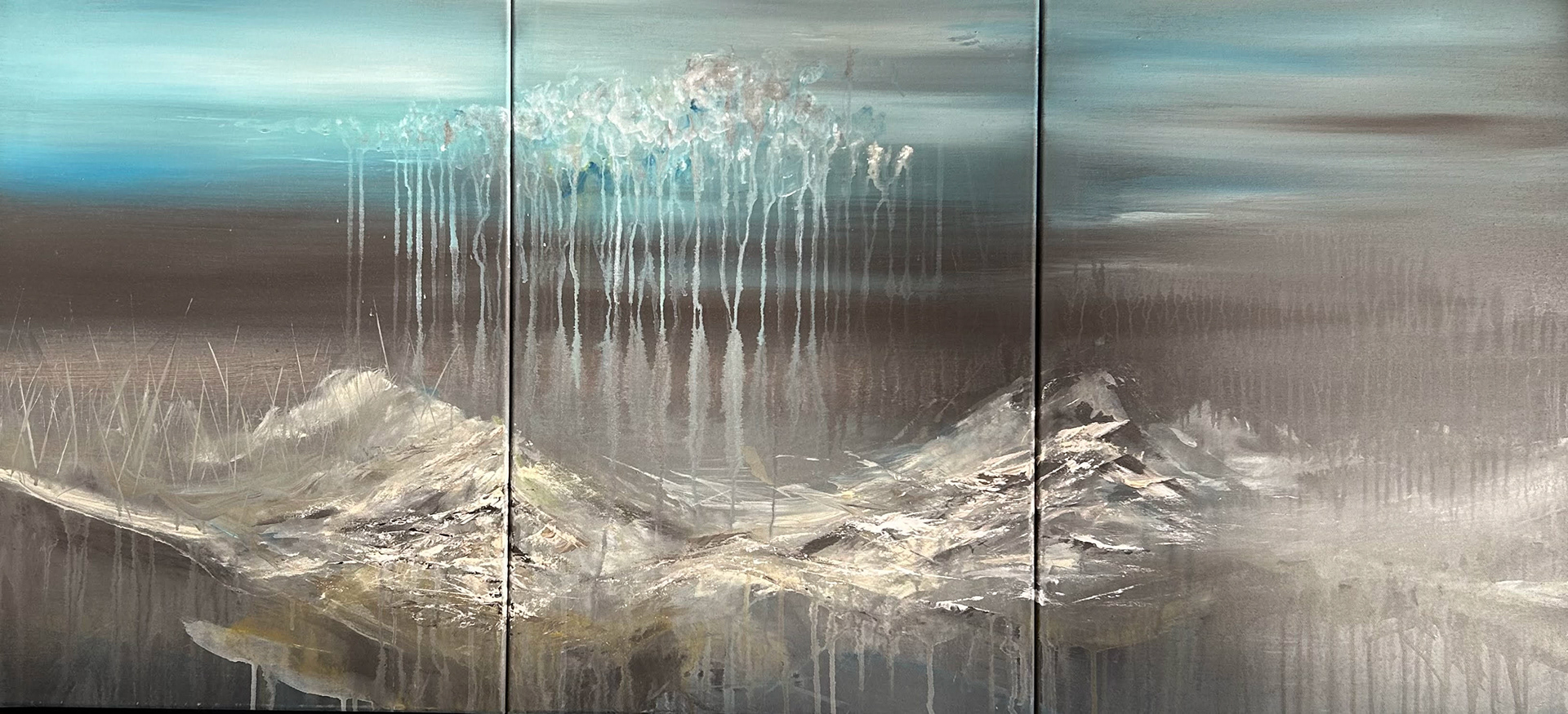 David Stegmann, "Schwartzwaldstile II" (three parts), 2016, 70 x 150 cm, Acrylic on canvas