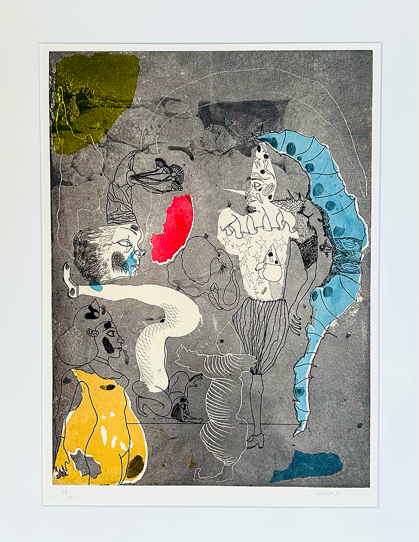 Jorge Castillo, "El murciélago y la mujer", 1980, 48 x 36 cm, Etching 68/100