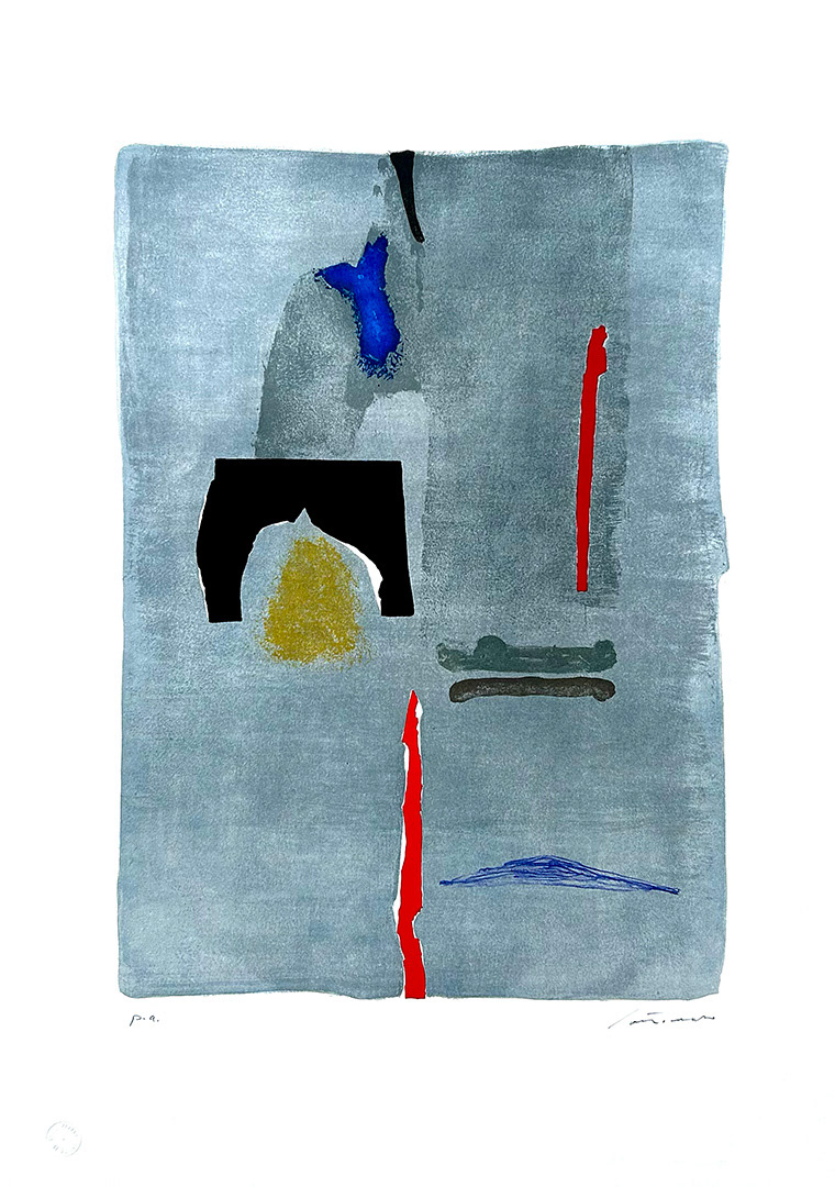 Giuseppe "Bepi" SANTOMASO, "IL GRIGIO RACCONTA", 1986, 70 x 50 cm, Lithography on paper