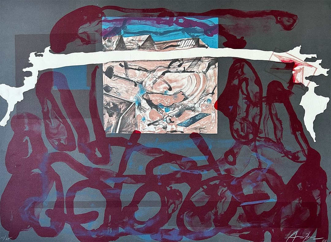 Eduardo Arranz-Bravo, "Casa con azul e blanca", Lithography 17/75, 56 x 76 cm, 1988