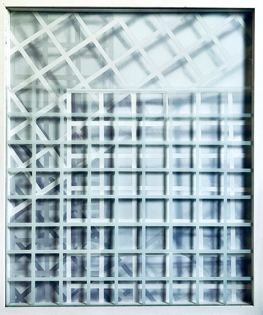 Gerhard Birkhofer, "Shadows", Acrylic on Glass and Wood, 60 x 50 x 2 cm