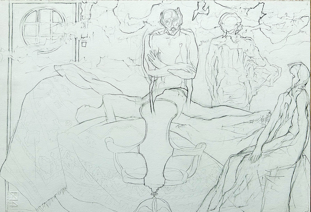 Jacek Waltos, "Dr. Freud bada dusze ludzka", 1981, Drawing, 35 x 50 cm