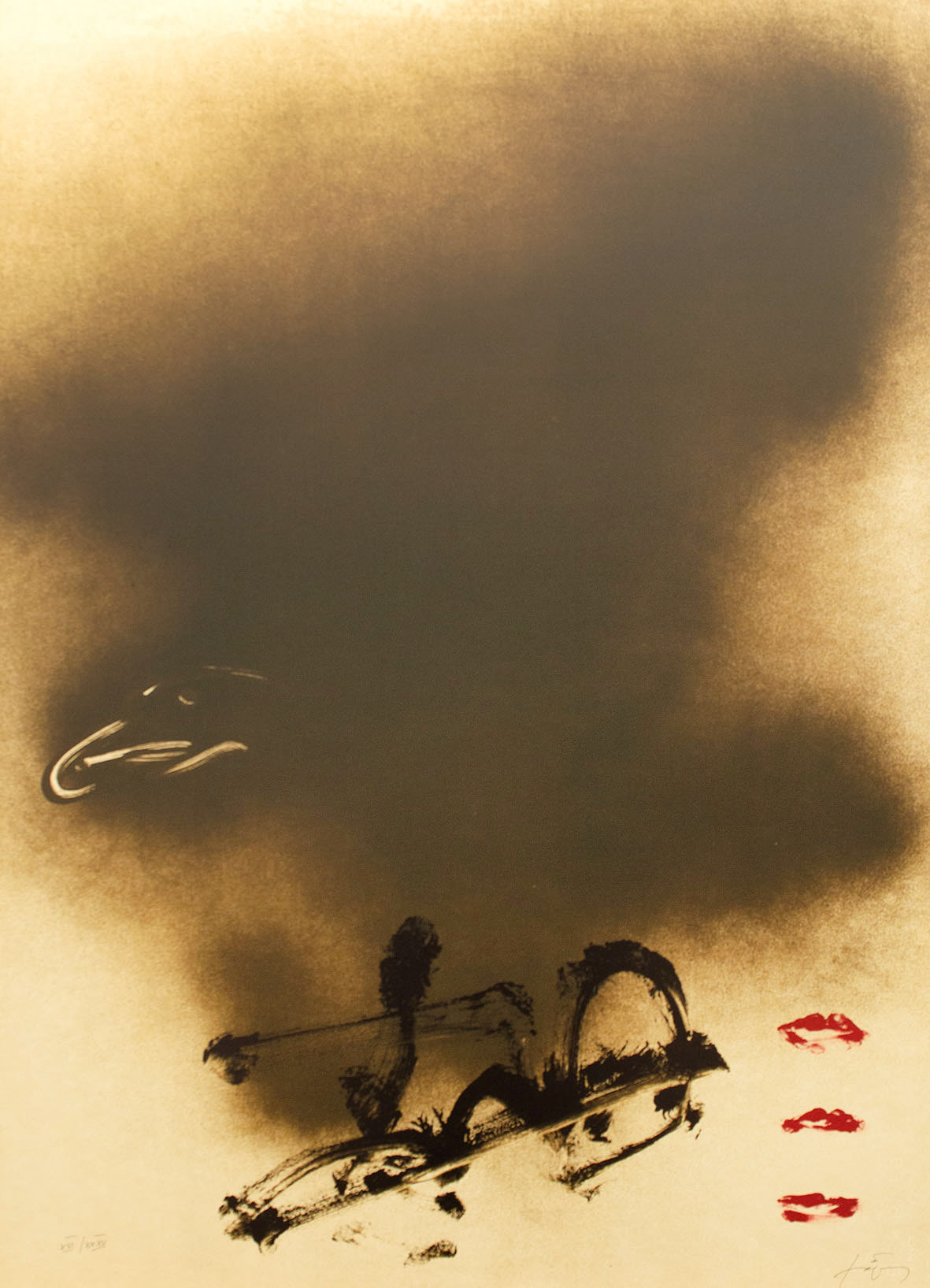 "HOMMAGE A SANTOMASO", ANTONI TÀPIES, Technique: Lithography on paper, 70 cm x 100 cm