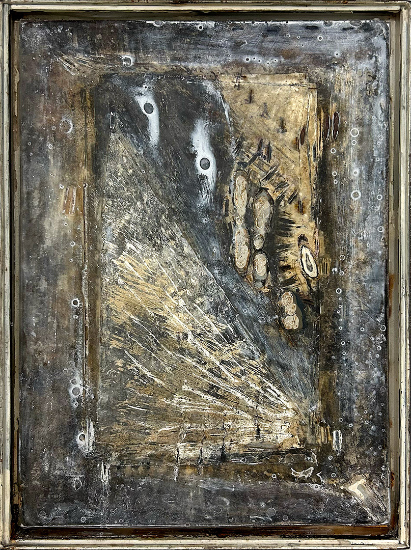 Ulrich Gehret, « ZOCALO », Mixed Media on Paper and Wood with Paraffine, 2011, Dimensions : 52 x 38 cm