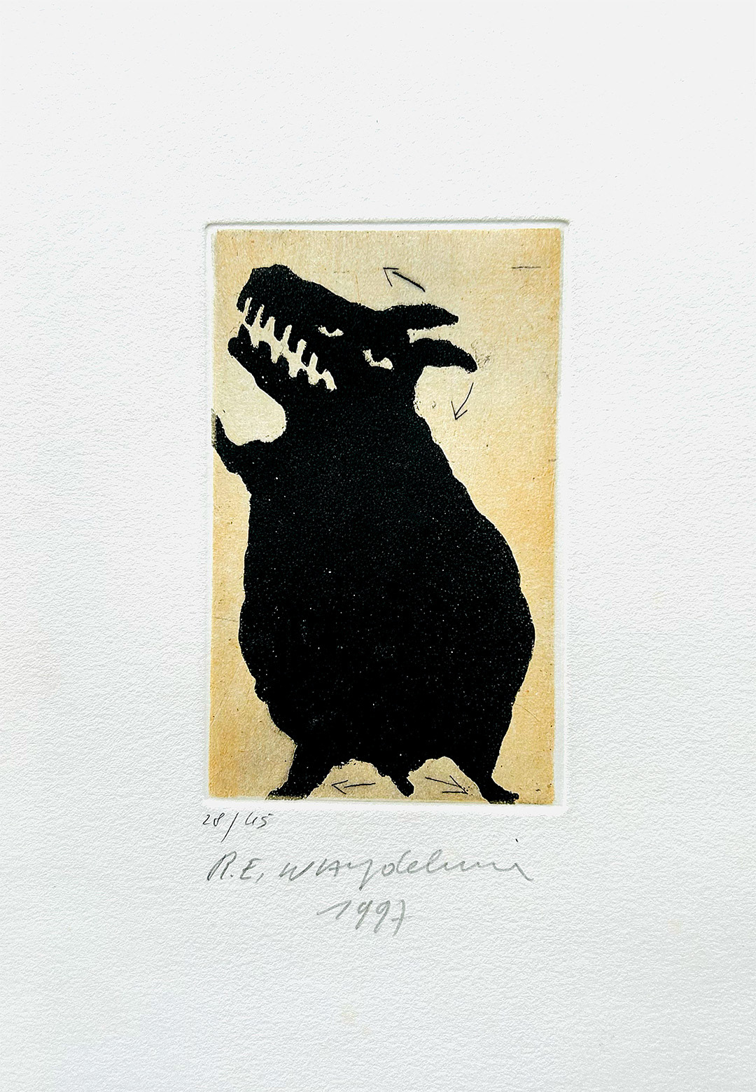 Raymond Waydelich, etching 28/45, 1997, 38 x 28 cm, (12,5 x 7,5 cm)