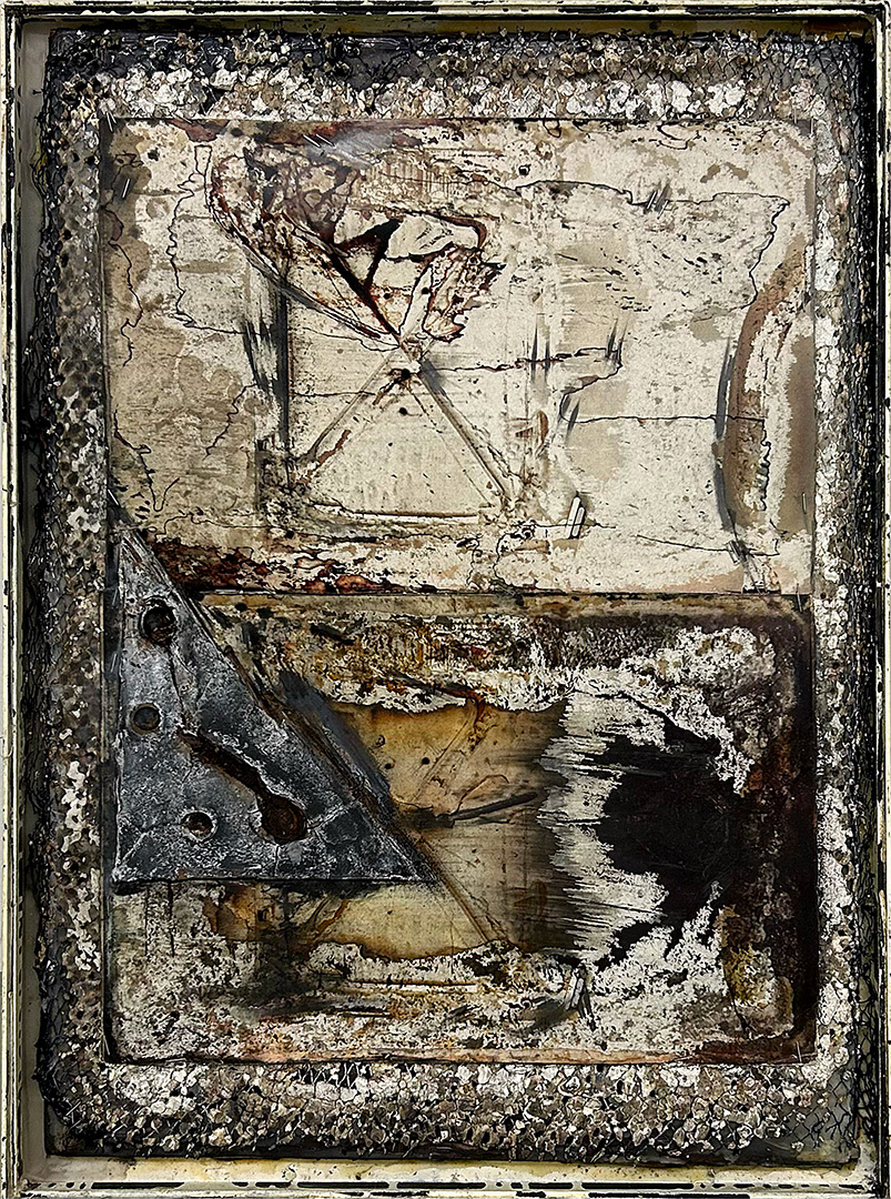 Ulrich Gehret, « Visuelle Notiz-Lima », Mixed Media on Paper and Wood, 1996-99, Dimensions : 75-55 cm