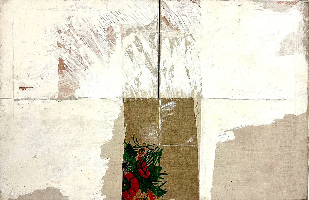 Włodzimierz KUNZ, “Kleiner-Sommer-Diptychon-61x92cm-framed-1989-collage-mixed-media-canvas